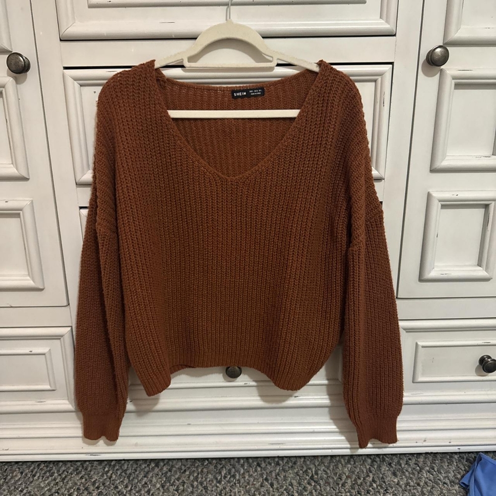 Zara Rust V-Neck Sweater